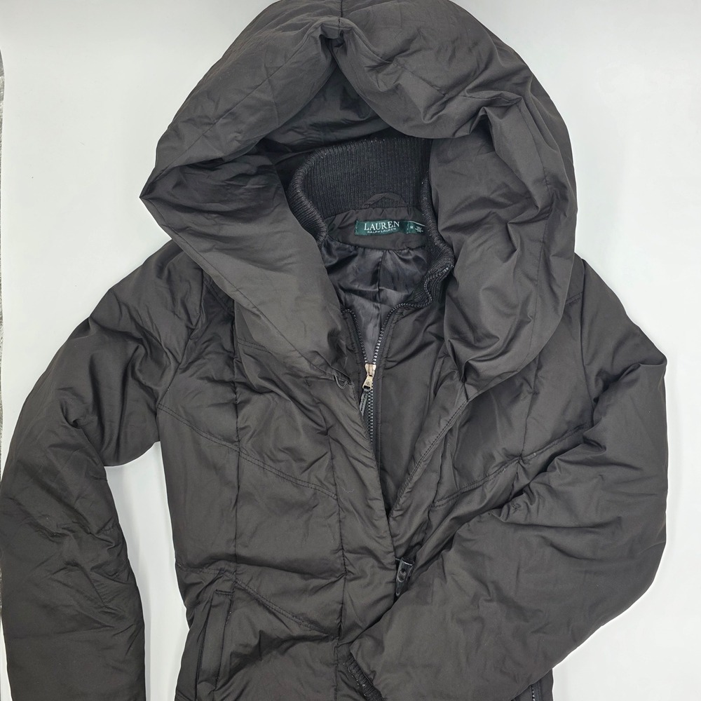 Lauren Ralph Lauren Womens Black Quilted Puffer Coat Oversized Hood Toggle‎